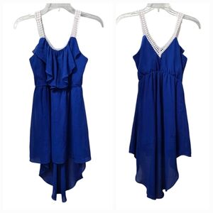 Rare Editions Girls Formal Dress Royal Blue High-Low Ruffled Party Sundress Nice
